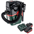 Metabo AS 18 L PC Compact Aspirateur sans fil 18 V 6 l IPX4 classe de poussière L eau et poussière + 2x batterie 8,0 Ah + chargeur
