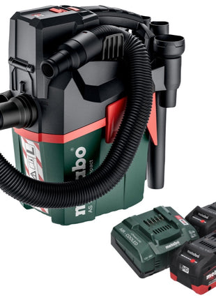 Metabo AS 18 L PC Aspirador de batería compacto 18 V 6 l IPX4 clase de polvo L húmedo y seco + 2x baterías 8,0 Ah + cargador