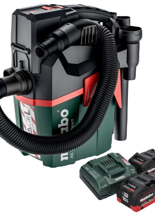 Metabo AS 18 L PC Aspirador de batería compacto 18 V 6 l IPX4 clase de polvo L húmedo y seco + 2x baterías 10,0 Ah + cargador