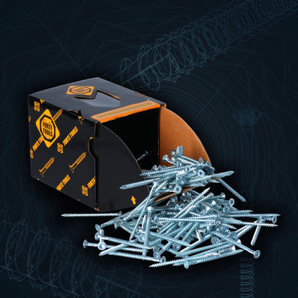 FORTE Tools Vis à bois universelle 3,0 x 20 mm T10, Argent galvanisé, Tête fraisée Torx, Filetage total, 1000 pcs.