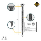 FORTE Tools Vis à bois universelle 3,0 x 20 mm T10, Argent galvanisé, Tête fraisée Torx, Filetage total, 1000 pcs.