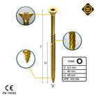 FORTE Tools Vis à bois universelle 6,0 x 80 mm T30, Galvanisée jaune, Tête fraisée Torx, Filetage partiel, 400 pcs. (4x 000051399496)