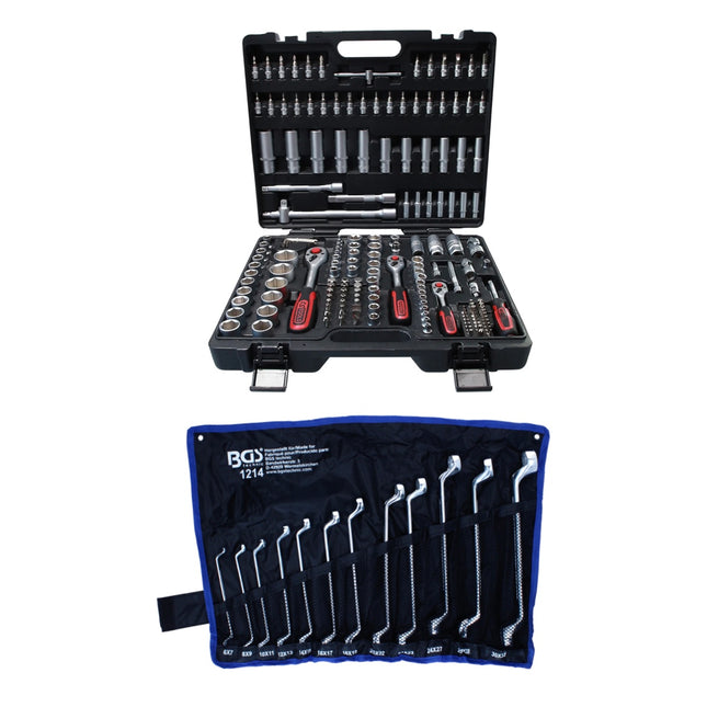 KS Tools Coffret de douilles - 1/4" / 3/8" / 1/2" - 179 pcs. + BGS technic Clés à œil doubles - 12 pcs. (917.0779)  (1214)