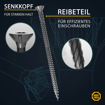 FORTE Tools Vis à bois universelle 4,0 x 30 mm T20, Argent galvanisé, Tête fraisée Torx, Filetage total, 400 pcs. (2x 000040113868)