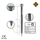 FORTE Tools Vis à bois universelle 4,0 x 50 mm T20 400 pièces (2x 000040113870) zingué argent Torx tête fraisée filetage partiel