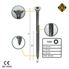 FORTE Tools Vis à bois universelles 5,0 x 70 mm T25,  Argent galvanisé, Tête fraisée Torx, Filetage partiel, 400 pcs. (2x 000040113883)