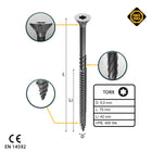 FORTE Tools Vis à bois universelles 5,0 x 70 mm T25,  Argent galvanisé, Tête fraisée Torx, Filetage partiel, 400 pcs. (2x 000040113883)