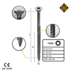 FORTE Tools Vis à bois universelle 6,0 x 70 mm T30, Argent galvanisé, Tête fraisée Torx, Filetage partiel, 400 pcs. (4x 000040113890)