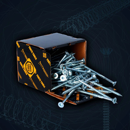 FORTE Tools Vis à bois universelle 6,0 x 80 mm T30, Argent galvanisé, Tête fraisée Torx, Filetage partiel, 400 pcs. (4x 00004011389)