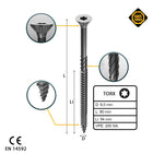 FORTE Tools Vis à bois universelle 6,0 x 90 mm T30, Argent galvanisé, Tête fraisée Torx, Filetage partiel, 200 pcs. (2x 000040113892)