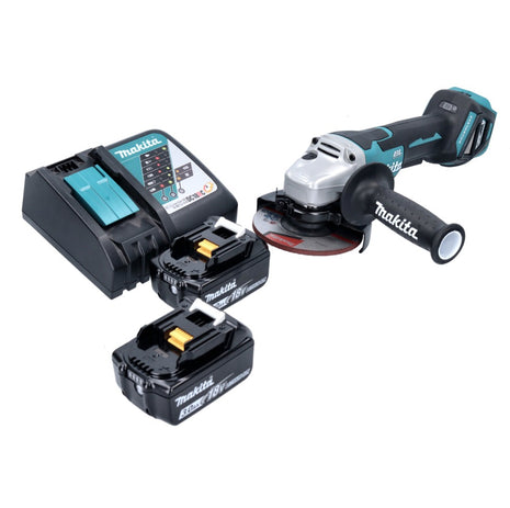 Makita DGA 515 RF Meuleuse d'angle sur batterie 18 V 125 mm sans balais + 2x batteries 3,0 Ah + chargeur