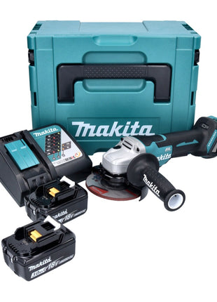 Makita DGA 515 RFJ Meuleuse d'angle sur batterie 18 V 125 mm sans balais + 2x batteries 3,0 Ah + chargeur + Makpac