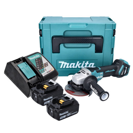 Makita DGA 515 RTJ Meuleuse d'angle sans fil 18 V 125 mm Brushless + 2x Batteries 5,0 Ah + Chargeur + Makpac