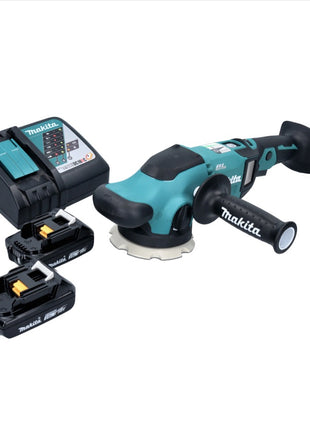 Pulidora excéntrica a batería Makita DPO 500 RA 18 V 125 mm sin escobillas + 2x baterías 2,0 Ah + cargador