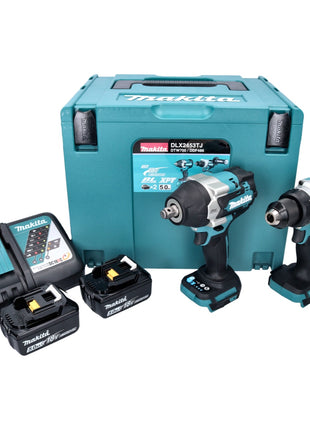 Makita DLX 2453 TJ Akku Kombo Kit Zimmerei DDF 486 Akku Bohrschrauber + DTW 700 Akku Schlagschrauber + 2x Akku 5,0 Ah + Ladegerät + Makpac