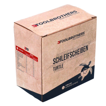Toolbrothers TURTLE Schleifset 2 Packungen 120x Schleifscheiben 125mm Klett 8 Loch je 20x P40 / P60 / P80 / P120 / P180 / 240 für Hartholz, Weichholz, Lack, Stein, Stahl, Aluminium, Furnier - Toolbrothers