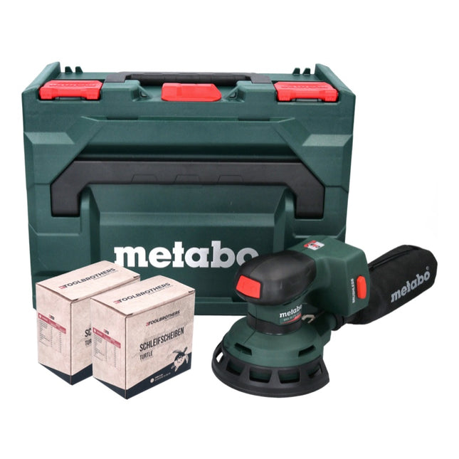Metabo SXA 18 LTX 125 BL Ponceuse excentrique sans fil 125mm 18V Brushless + 2x Sets de ponçage Toolbrothers TURTLE + Coffret metaBOX - sans batterie, sans chargeur (600146840)