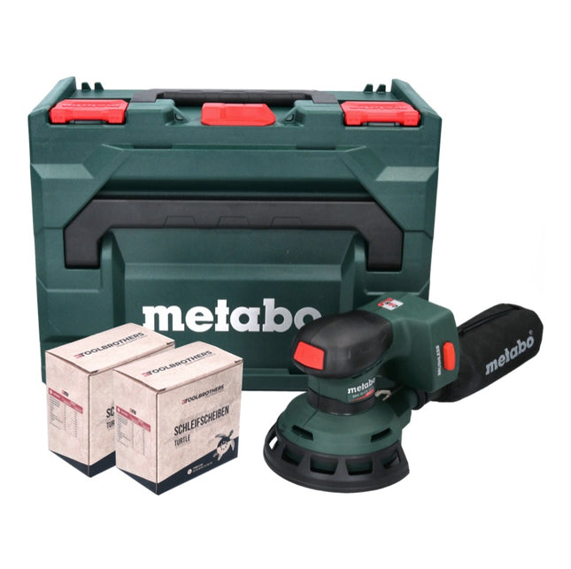 Metabo SXA 18 LTX 125 BL Ponceuse excentrique sans fil 125mm 18V Brushless + 2x Sets de ponçage Toolbrothers TURTLE + Coffret metaBOX - sans batterie, sans chargeur (600146840)
