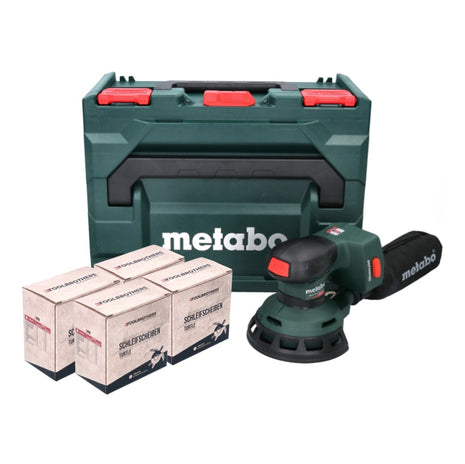 Lijadora excéntrica a batería Metabo SXA 18 LTX 125 BL 18 V 125 mm (600146840) sin escobillas + 4x juego de lijado TURTLE Toolbrothers + metaBOX - sin batería, sin cargador