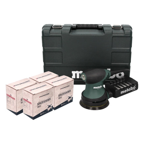 Metabo FSX 200 Intec Ponceuse excentrique 125 mm 240 W + Coffret + 4x Set de ponçage Toolbrothers TURTLE