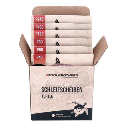 Metabo FSX 200 Intec Ponceuse excentrique 125 mm 240 W + Coffret + 4x Set de ponçage Toolbrothers TURTLE