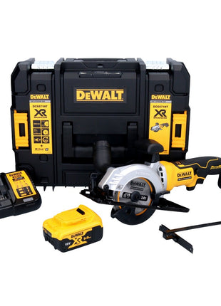 Scie circulaire sur batterie DeWalt DCS 571 P1 18 V 115 mm sans balais + 1x batterie 5,0 Ah + chargeur + TSTAK