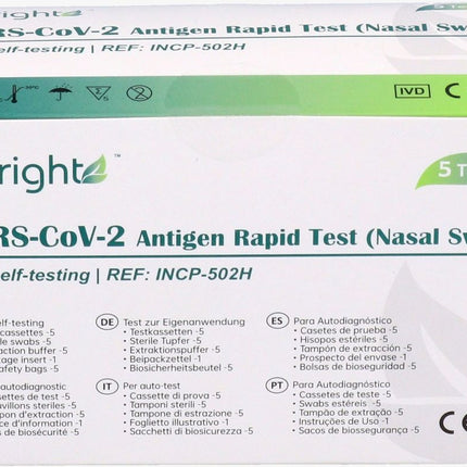 "BERIGHT" Corona Antigen Schnelltest zur Eigenanwendung für Laien / VPE 5er / CE-Zertifizierung / BfArM-Listung (AT1172/21) / PEI Evaluiert - Toolbrothers
