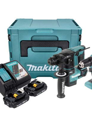 Makita DLX 2454 AJ kit combiné batterie menuiserie perceuse sans fil DDF 483 + marteau perforateur sans fil DHR 171 + 2x batterie 2,0 Ah + chargeur + Makpac