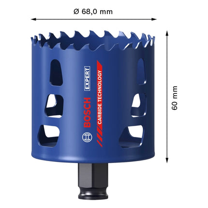 Bosch Expert Tough Material Scie cloche 68 x 60 mm (2608900433) Technologie carbure pour perceuses rotatives et à percussion