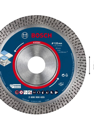 Bosch EXPERT HardCeramic Disque à tronçonner diamanté, 125 x 22,23 mm, Diamond Technology, 1 pc. (2608900655)