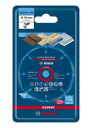 Bosch EXPERT Carbide Multi Wheel Disque à tronçonner 76 x 10 mm - 1 pièce ( 2608901196 ) Technologie carbure