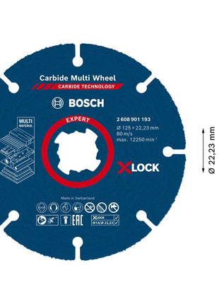 Bosch Expert Carbide Multi Wheel X-LOCK Disque à tronçonner, 125 mm x 22,23 mm (2608901193)