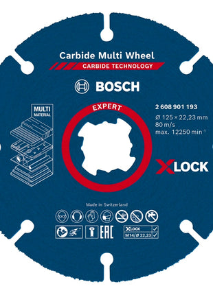 Bosch Expert Carbide Multi Wheel X-LOCK Disque à tronçonner, 125 mm x 22,23 mm (2608901193)