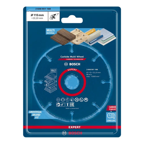 Bosch EXPERT Carbide Multi Wheel Disque à tronçonner 115 x 22,23 mm - 1 pièce ( 2608901188 )