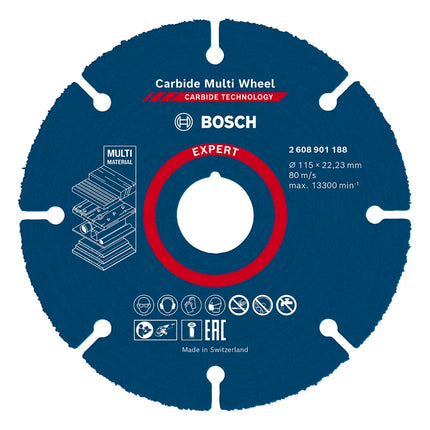 Bosch EXPERT Carbide Multi Wheel Disque à tronçonner 115 x 22,23 mm - 1 pièce ( 2608901188 )