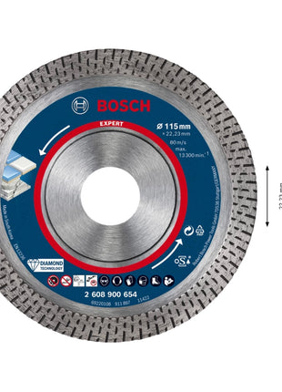 Disque à tronçonner diamanté Bosch EXPERT HardCeramic 115 x 22,23 mm 1 pièce (2608900654) Technologie diamant