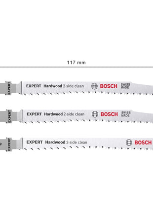 Bosch EXPERT Hardwood 2 side clean Set de lames de scie sauteuse : T 308 BF / BFP, 117 mm, Bi-métal, 3 pcs. (2608900549)