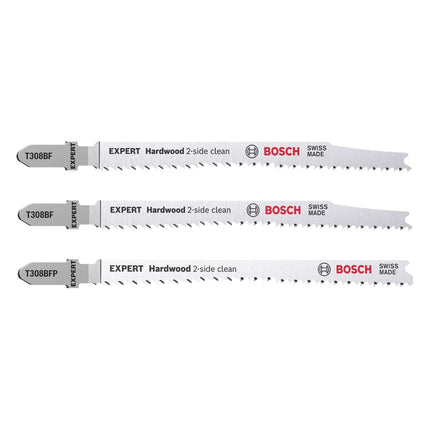 Bosch EXPERT Hardwood 2 side clean Set de lames de scie sauteuse : T 308 BF / BFP, 117 mm, Bi-métal, 3 pcs. (2608900549)