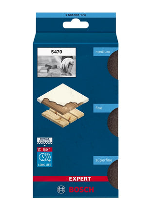 Bosch Expert S470 Set d'éponges abrasive 69 x 97 x 26 mm Moyen / Fin / Superfin 3 pcs. ( 2608901174 )