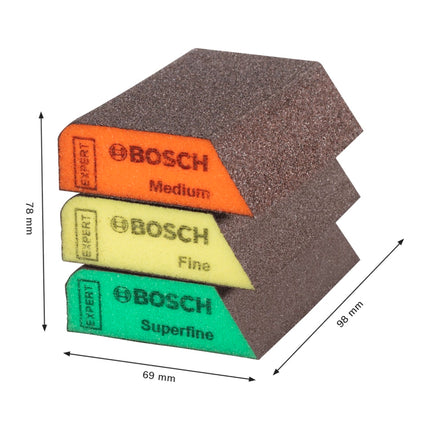 Bosch Expert S470 Set d'éponges abrasive 69 x 97 x 26 mm Moyen / Fin / Superfin 3 pcs. ( 2608901174 )