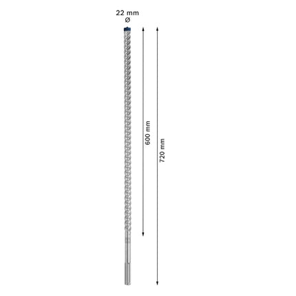 Bosch Expert SDS Max-8X Foret pour marteau perforateur 22 x 720 mm  pour béton armé / pierre, Carbide Technology ( 2608900235 )