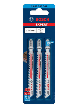 Bosch Expert T 144 DHM Hardwood Fast Jeu de lames de scie sauteuse 3 pièces ( 2608900541 ) Carbide Technology