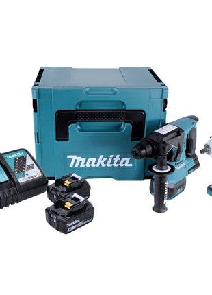 Makita DLX 2372 TJ Kit Combo Marteau perforateur sans fil DHR 242 + Clé à chocs sans fil DTW 300 + 2x batterie 5,0 Ah + chargeur + Makpac