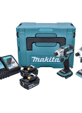 Kit combiné batterie Makita DLX 2211 TJ Visseuse à impulsion sur batterie DTS 141 + Clé à chocs sur batterie DTD 170 + 2x batterie 5,0 Ah + chargeur + Makpac