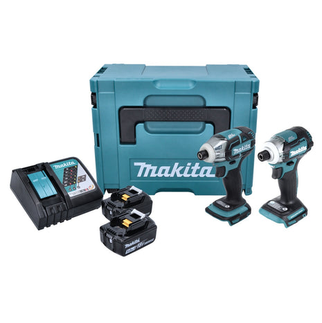 Kit combinado de batería Makita DLX 2211 TJ Destornillador de impulso a batería DTS 141 + llave de impacto a batería DTD 170 + 2x batería 5.0 Ah + cargador + Makpac