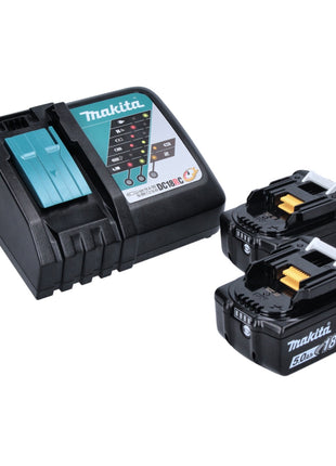 Makita DLX2430TJ Combo Kit : Perceuse-visseuse sans fil DDF486 + Meuleuse d'angle sans fil DGA504 + 2x Batteries 5,0 Ah + Chargeur + Coffret Makpac