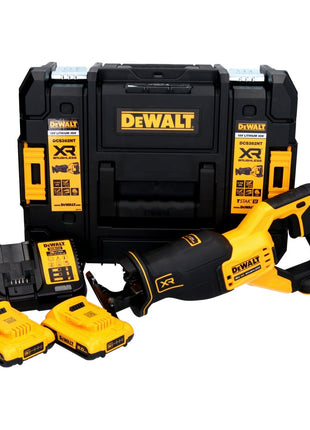 Scie alternative à batterie DeWalt DCS 382 D2T 18 V sans balais + 2x batteries 2,0 Ah + chargeur + TSTAK