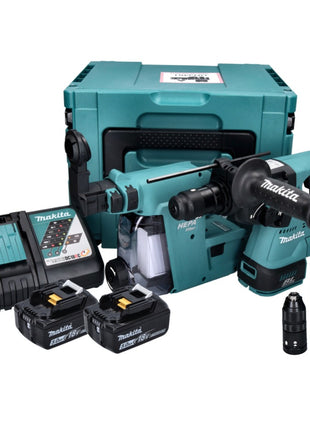 Makita DHR 243 RTJW marteau perforateur sur batterie 18 V 2,0 J SDS plus sans balais + 2x batteries 5,0 Ah + chargeur + aspiration de poussière + Makpac