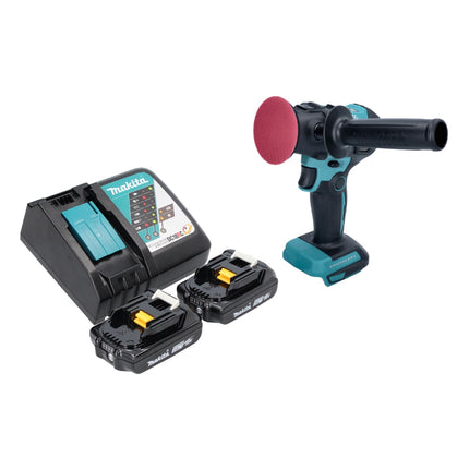 Makita DPV 300 RA Ponceuse sans fil Polisseuse 18 V 50 / 80 mm Brushless + 2x batterie 2,0 Ah + chargeur