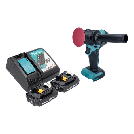 Makita DPV 300 RA Ponceuse sans fil Polisseuse 18 V 50 / 80 mm Brushless + 2x batterie 2,0 Ah + chargeur